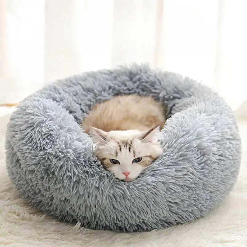 Plush Pet Nest - Warm Detachable and Washable Round Cat Bed - FloofChonk