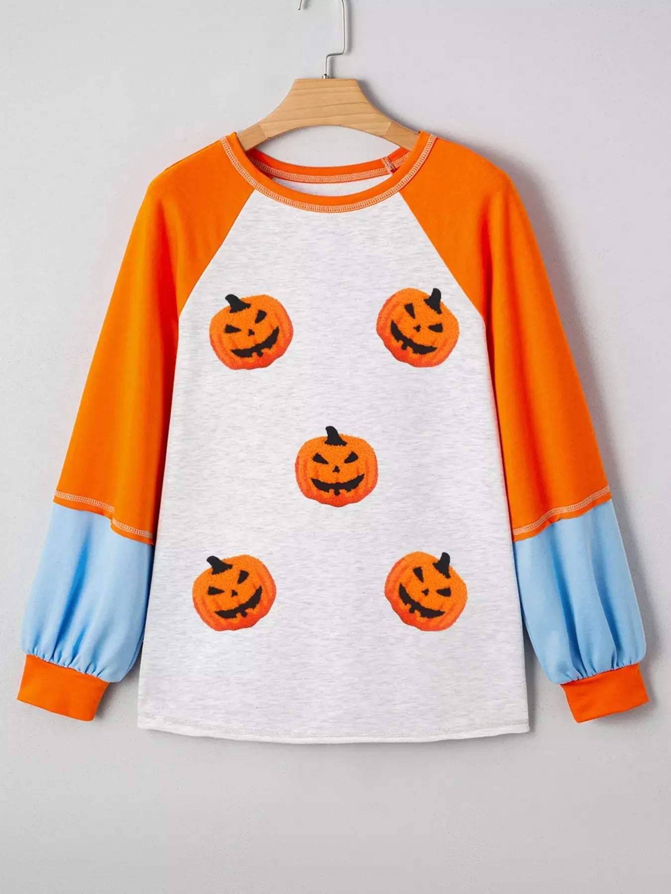 Halloween Pumpkin Print Long Sleeve T-Shirt - FloofChonk