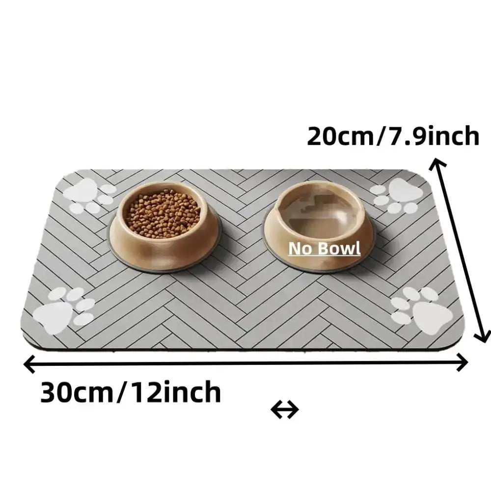 Absorbent Pet Placemat For Food And Water Bowls - 20X30cm Grey