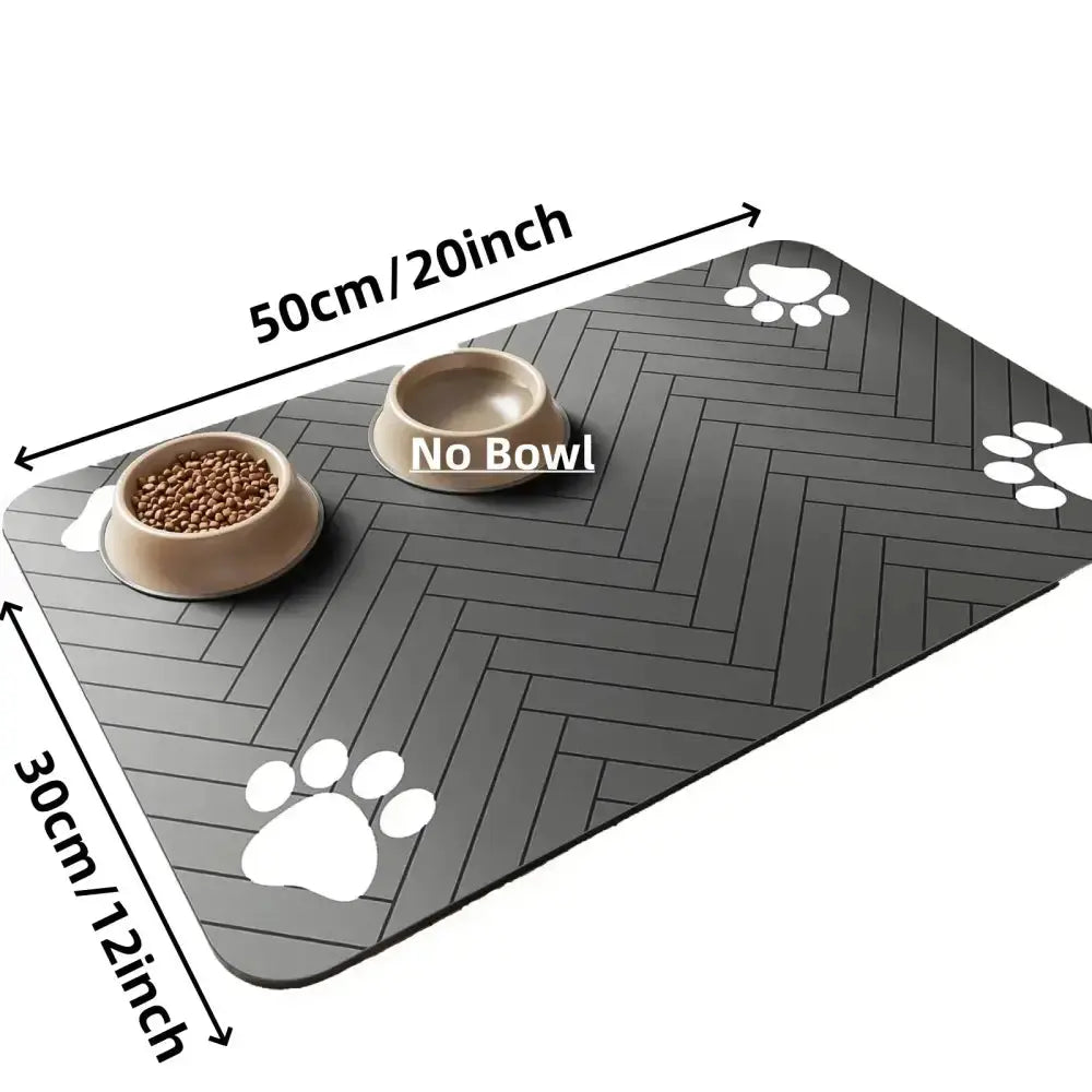 Absorbent Pet Placemat For Food And Water Bowls - 30X50cm Black