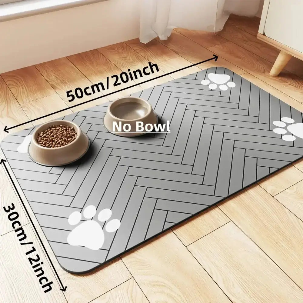 Absorbent Pet Placemat For Food And Water Bowls - 30X50cm Grey