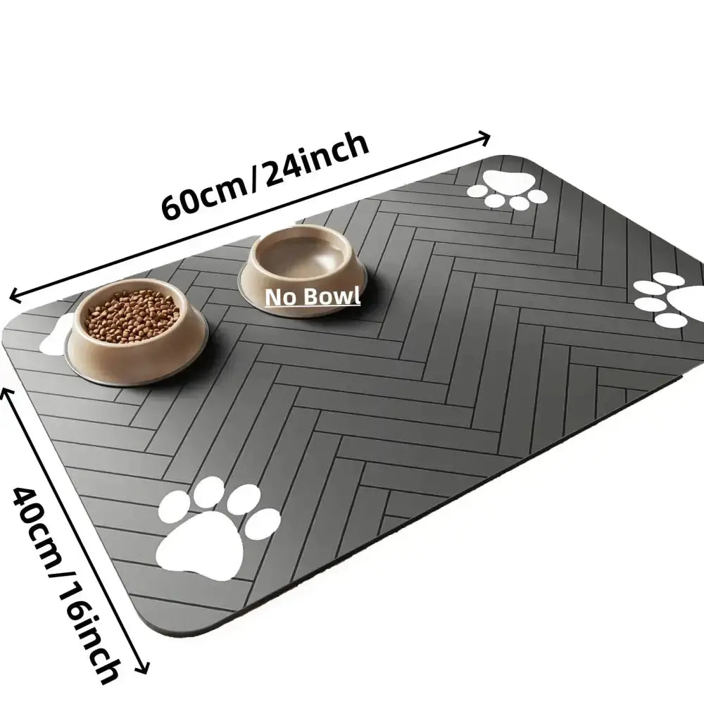 Absorbent Pet Placemat For Food And Water Bowls - 40X60cm Black
