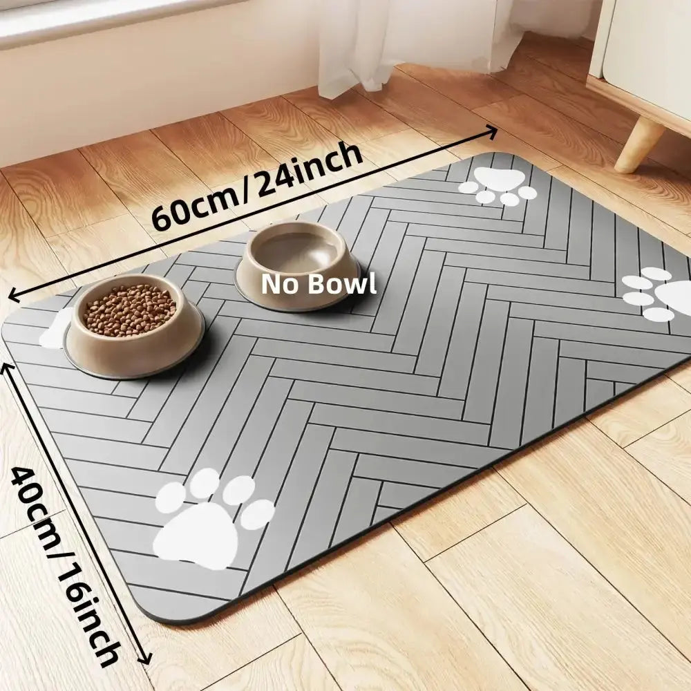 Absorbent Pet Placemat For Food And Water Bowls - 40X60cm Grey