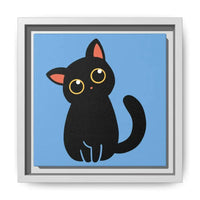 Adorable Black Cat Framed Canvas Art – Perfect for Cat Lovers - FloofChonk