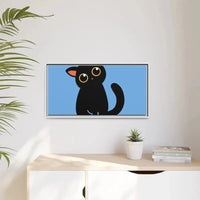Adorable Black Cat Framed Canvas Art – Perfect for Cat Lovers - FloofChonk
