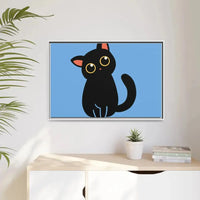 Adorable Black Cat Framed Canvas Art – Perfect for Cat Lovers - FloofChonk