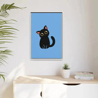 Adorable Black Cat Framed Canvas Art – Perfect for Cat Lovers - FloofChonk