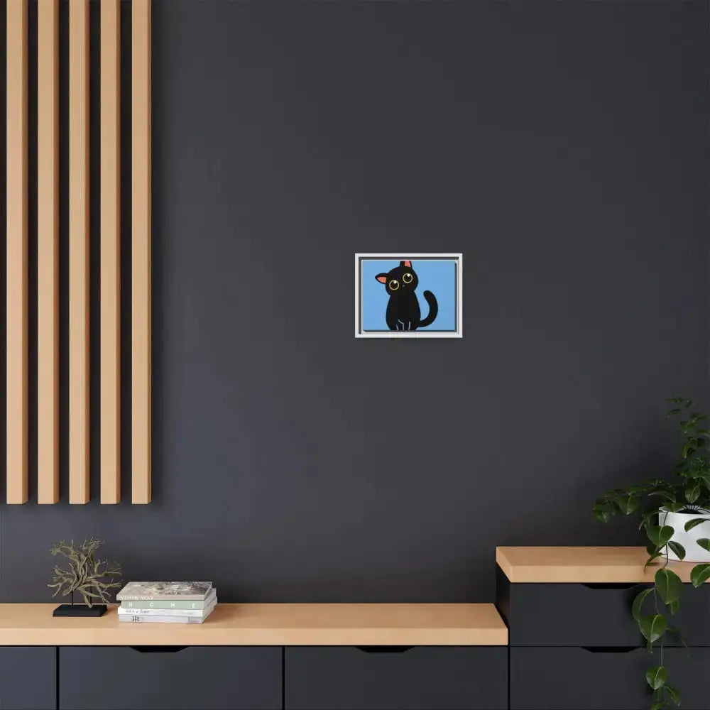 Adorable Black Cat Framed Canvas Art – Perfect for Cat Lovers - FloofChonk