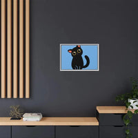 Adorable Black Cat Framed Canvas Art – Perfect for Cat Lovers - FloofChonk