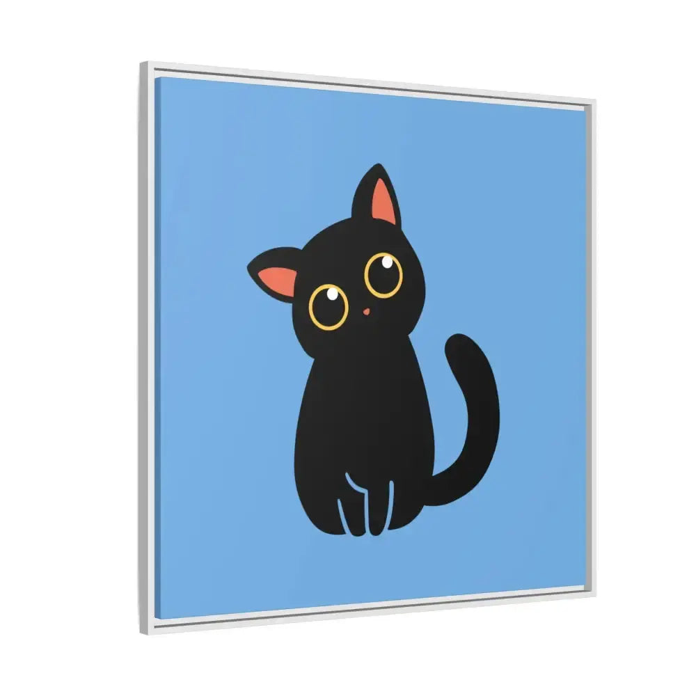 Adorable Black Cat Framed Canvas Art – Perfect for Cat Lovers - FloofChonk
