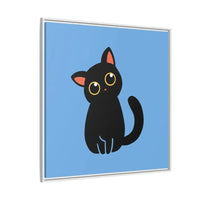 Adorable Black Cat Framed Canvas Art – Perfect for Cat Lovers - FloofChonk