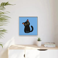 Adorable Black Cat Framed Canvas Art – Perfect for Cat Lovers - FloofChonk