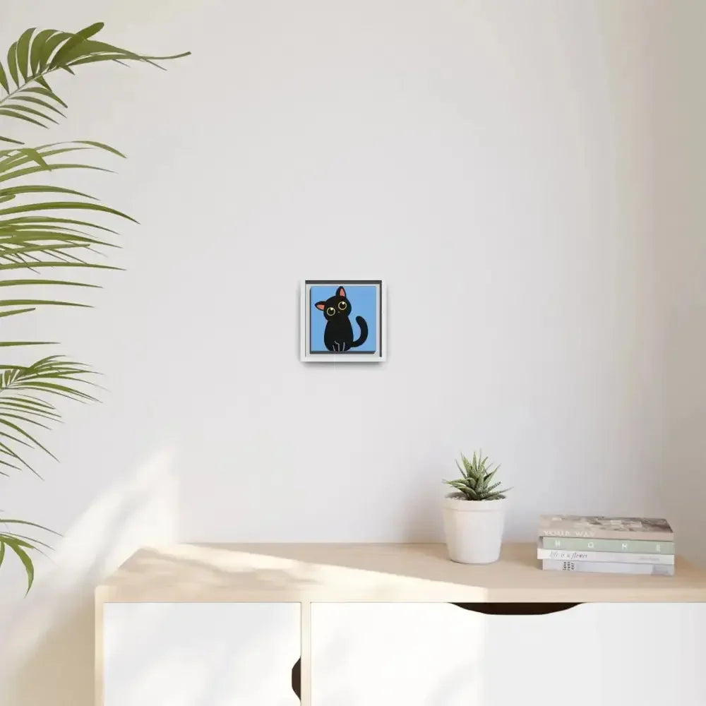 Adorable Black Cat Framed Canvas Art – Perfect for Cat Lovers - FloofChonk