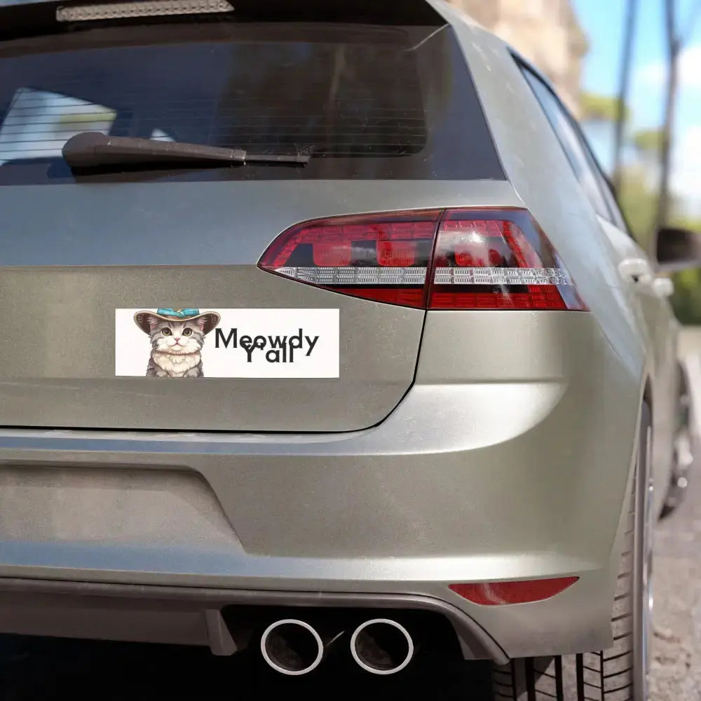 Adorable Cat Car Magnet - Perfect for Cat Lovers, Meowdy Y'all Design, Fun Car Decor, Gift for Pet Owners, Animal Magnet - FloofChonk