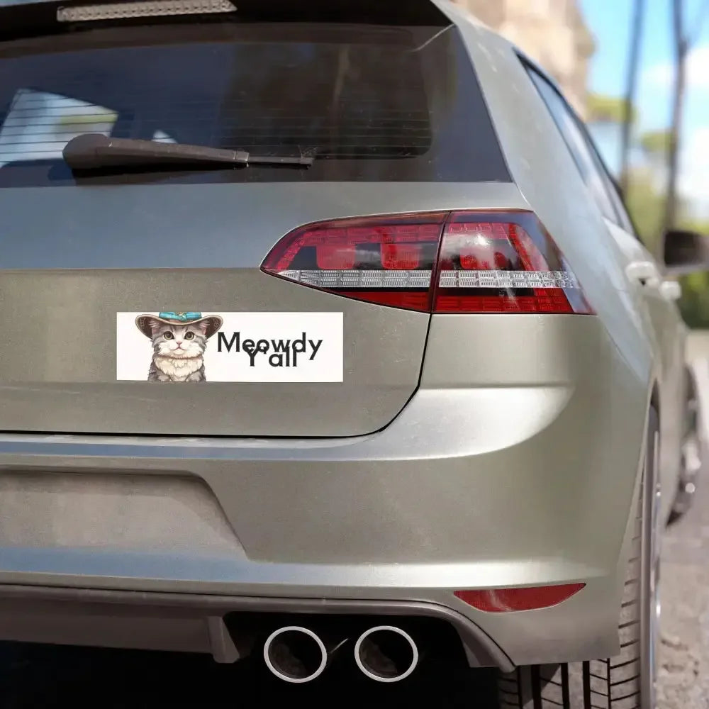 Adorable Cat Car Magnet - Perfect for Cat Lovers, Meowdy Y'all Design, Fun Car Decor, Gift for Pet Owners, Animal Magnet - FloofChonk