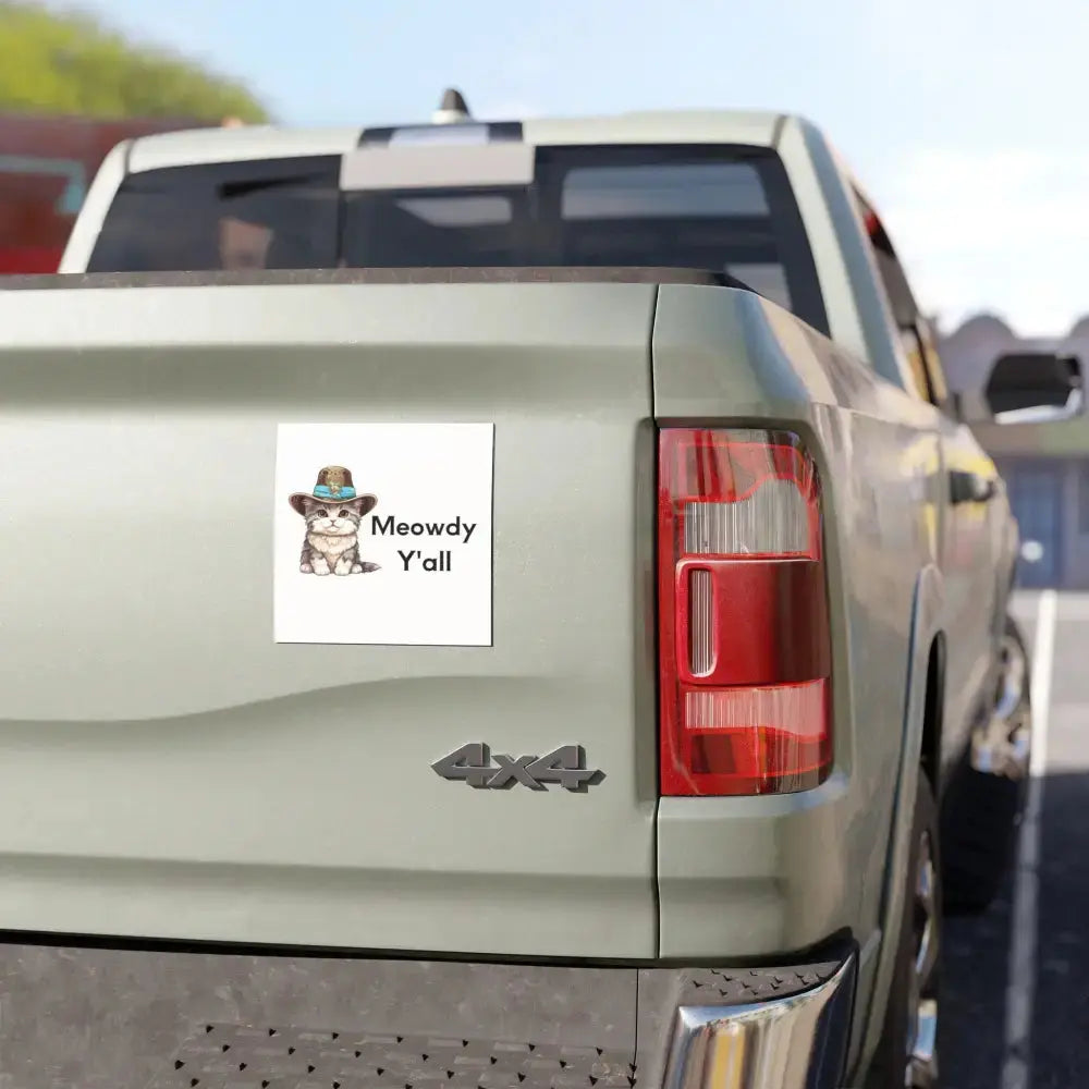 Adorable Cat Car Magnet - Perfect for Cat Lovers, Meowdy Y'all Design, Fun Car Decor, Gift for Pet Owners, Animal Magnet - FloofChonk