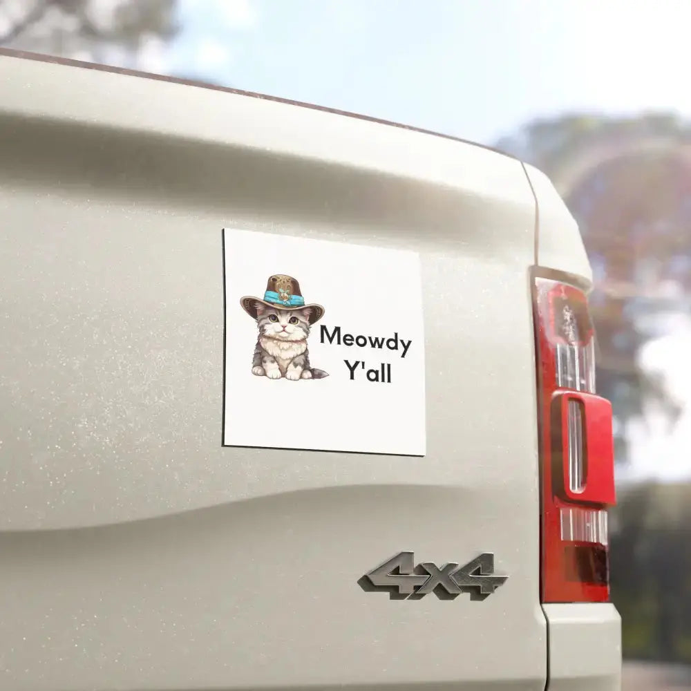 Adorable Cat Car Magnet - Perfect for Cat Lovers, Meowdy Y'all Design, Fun Car Decor, Gift for Pet Owners, Animal Magnet - FloofChonk