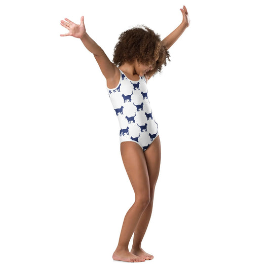 All-Over Print Kitty Cat Kids Swimsuit - FloofChonk