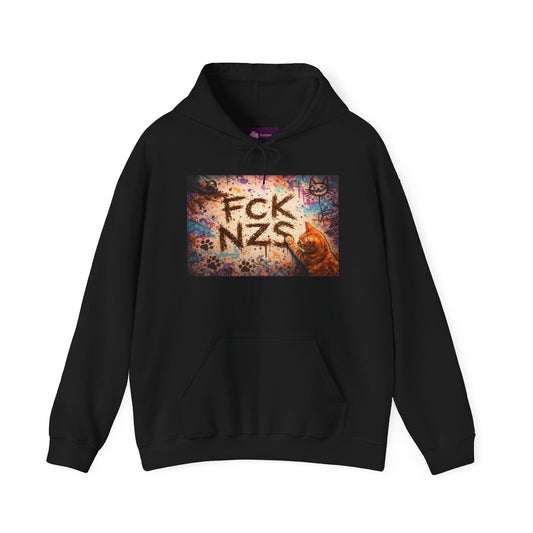 Anti - Nazi Graphic Hoodie — 'FCK NZS' Distressed Street Art Protest Sweatshirt - FloofChonk