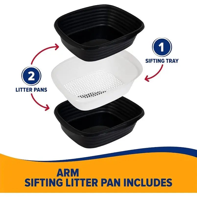 Arm & Hammer Large Sifting Litter Box Scoop Free Cat Litter Tray with Microban - FloofChonk