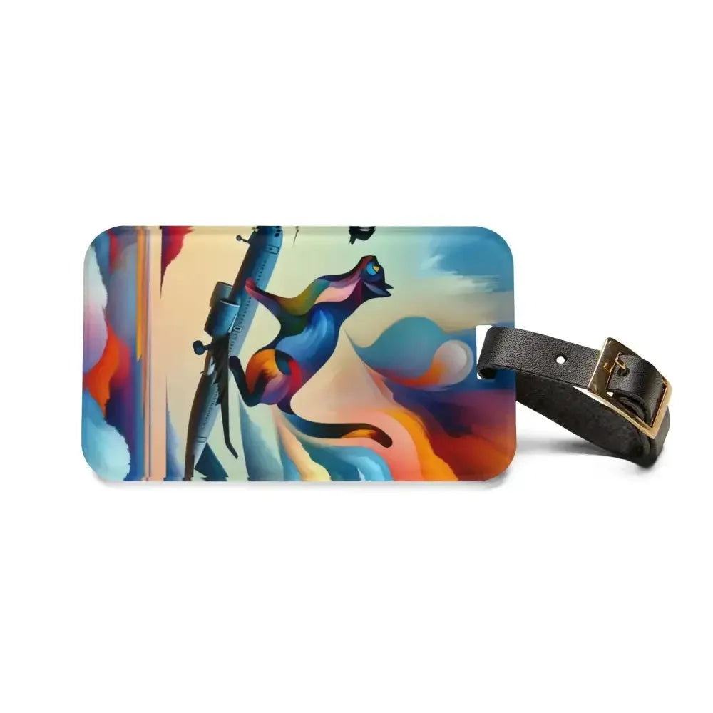 Artistic Cat Luggage Tag - Vibrant Travel Accessory for Pet Lovers - FloofChonk