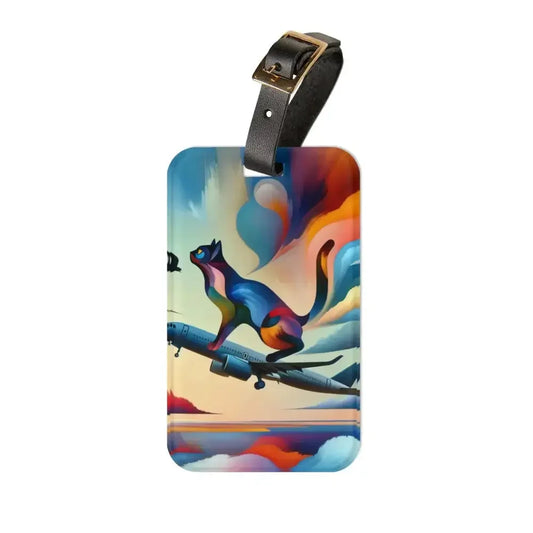 Artistic Cat Luggage Tag - Vibrant Travel Accessory for Pet Lovers - FloofChonk