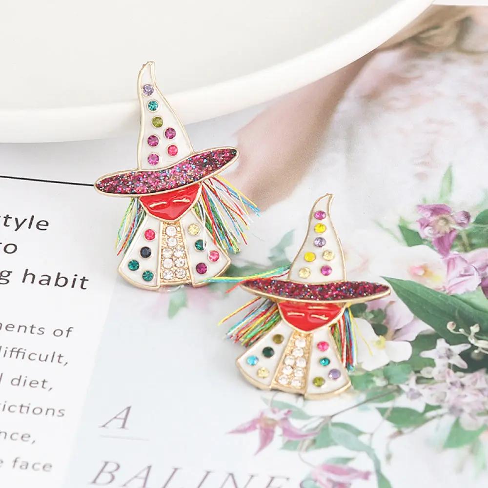 Witch Rhinestone Alloy Earrings - FloofChonk