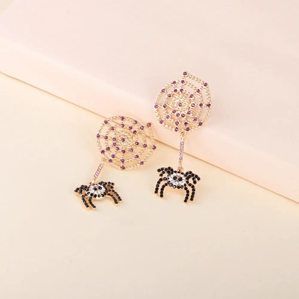 Spider Rhinestone Alloy Earrings - FloofChonk