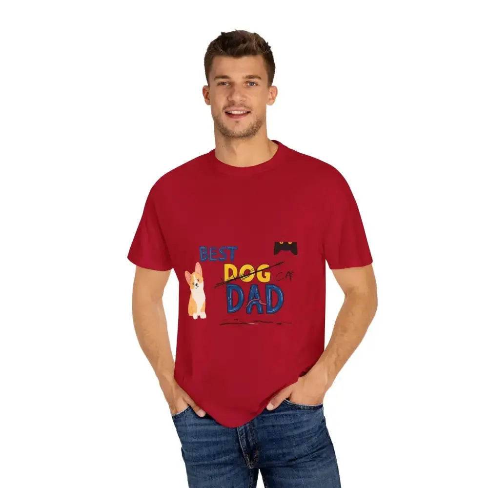 Best Dog Dad Unisex Garment - Dyed T-Shirt | Pet Lover Gift, Funny Dog Dad Tee, Casual Wear, Birthday or Father's Day Gift - FloofChonk