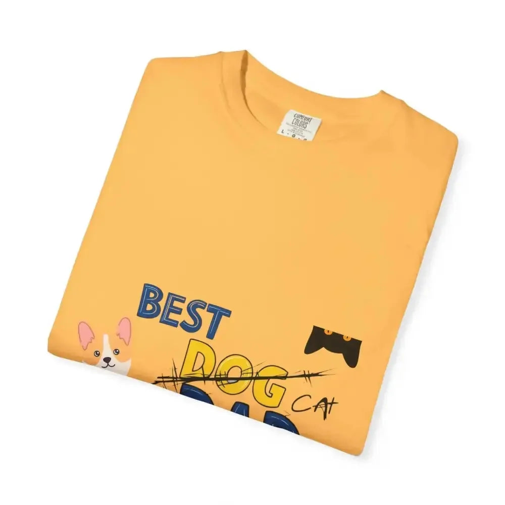 Best Dog Dad Unisex Garment-Dyed T-Shirt | Pet Lover Gift, Funny Dog Dad Tee, Casual Wear, Birthday or Father's Day Gift - FloofChonk