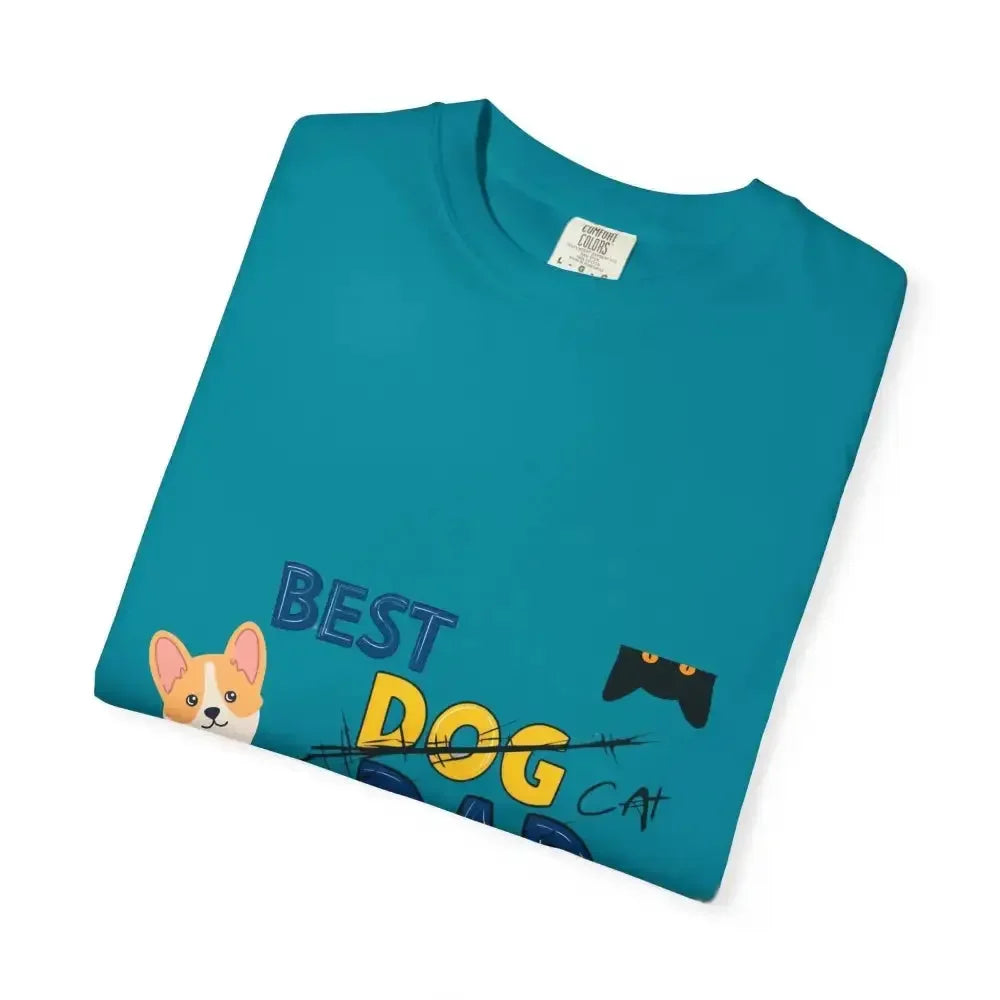 Best Dog Dad Unisex Garment-Dyed T-Shirt | Pet Lover Gift, Funny Dog Dad Tee, Casual Wear, Birthday or Father's Day Gift - FloofChonk