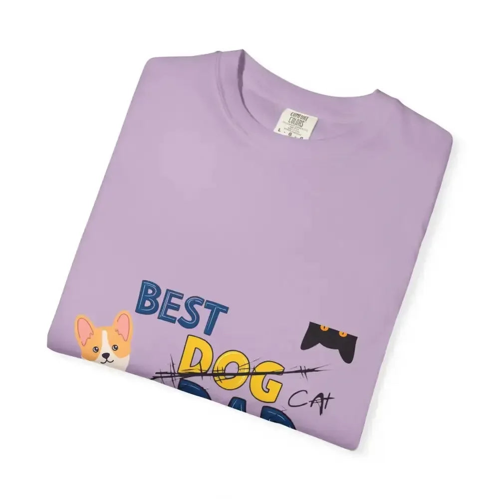 Best Dog Dad Unisex Garment-Dyed T-Shirt | Pet Lover Gift, Funny Dog Dad Tee, Casual Wear, Birthday or Father's Day Gift - FloofChonk