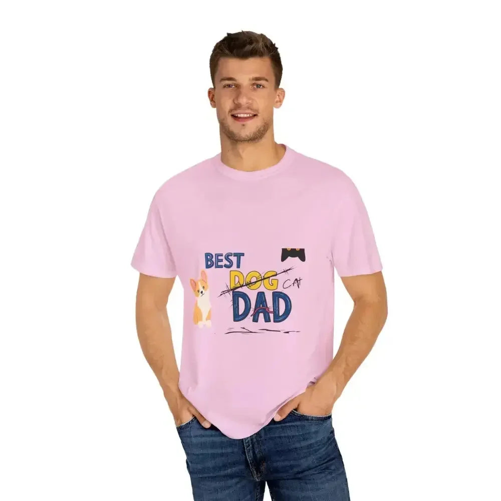 Best Dog Dad Unisex Garment-Dyed T-Shirt | Pet Lover Gift, Funny Dog Dad Tee, Casual Wear, Birthday or Father's Day Gift - FloofChonk
