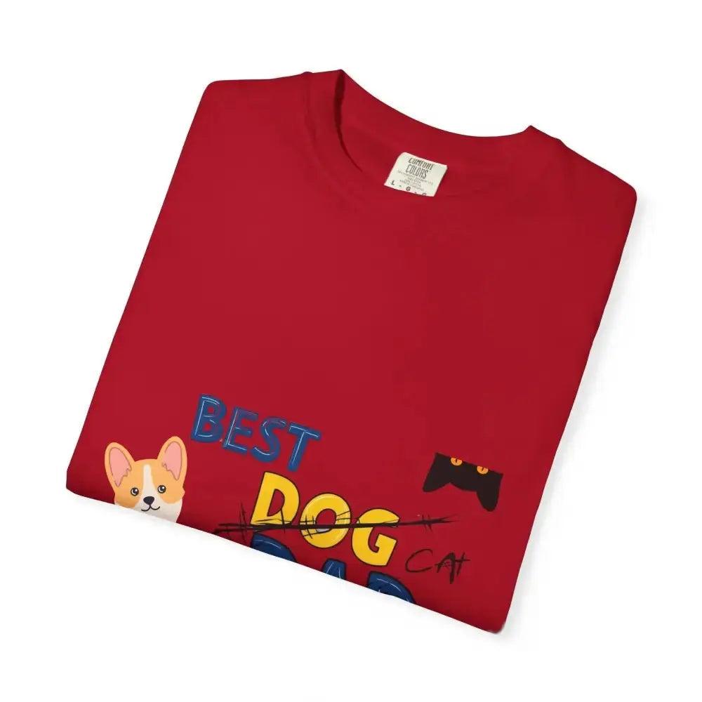 Best Dog Dad Unisex Garment - Dyed T-Shirt | Pet Lover Gift, Funny Dog Dad Tee, Casual Wear, Birthday or Father's Day Gift - FloofChonk