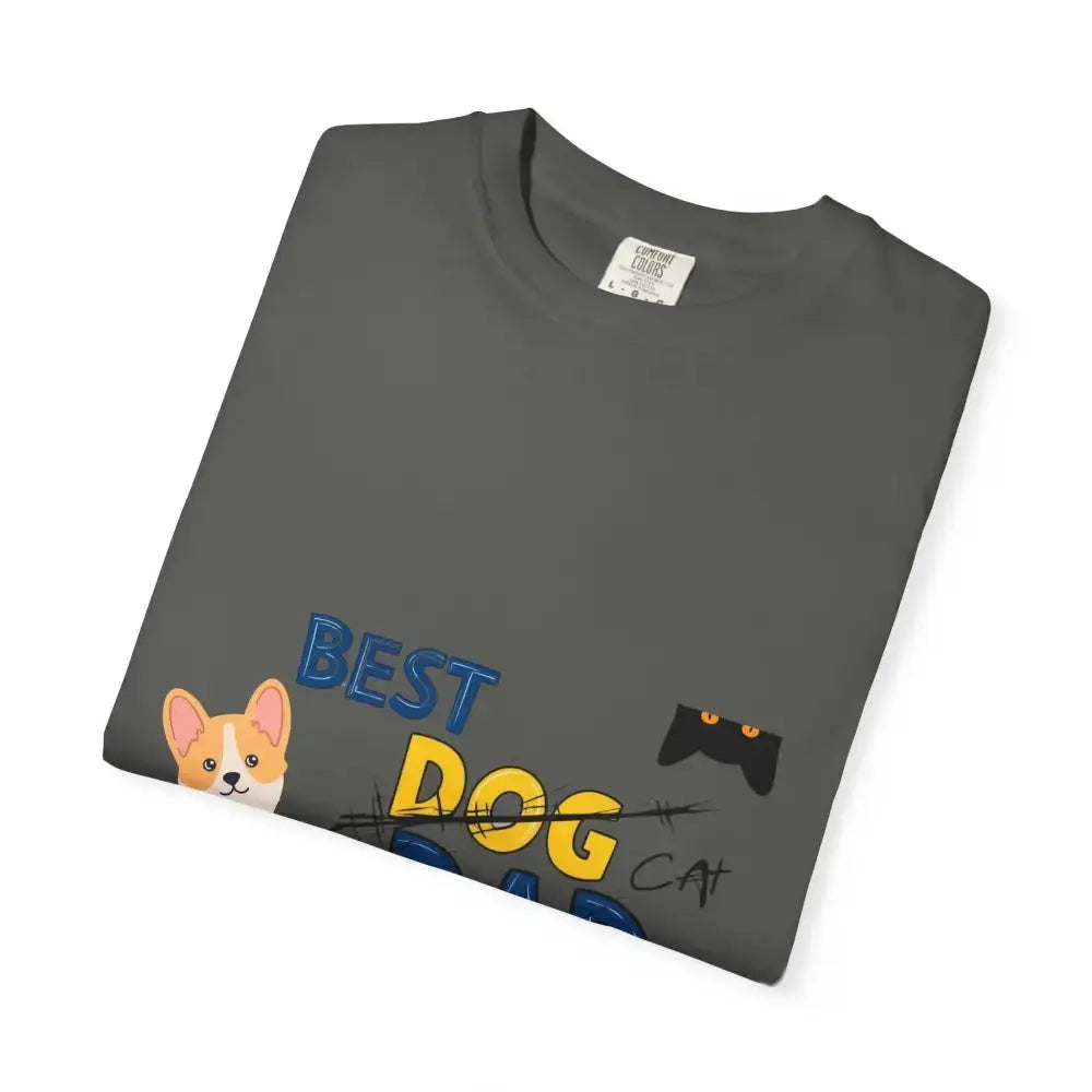 Best Dog Dad Unisex Garment - Dyed T-Shirt | Pet Lover Gift, Funny Dog Dad Tee, Casual Wear, Birthday or Father's Day Gift - FloofChonk