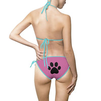 Bikini Swimsuit - Pink with Paw Prints - Cat-tastic Fun and Flirty Design - Swimsuit