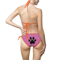Bikini Swimsuit - Pink with Paw Prints - Cat-tastic Fun and Flirty Design - Swimsuit