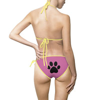 Bikini Swimsuit - Pink with Paw Prints - Cat-tastic Fun and Flirty Design - Swimsuit