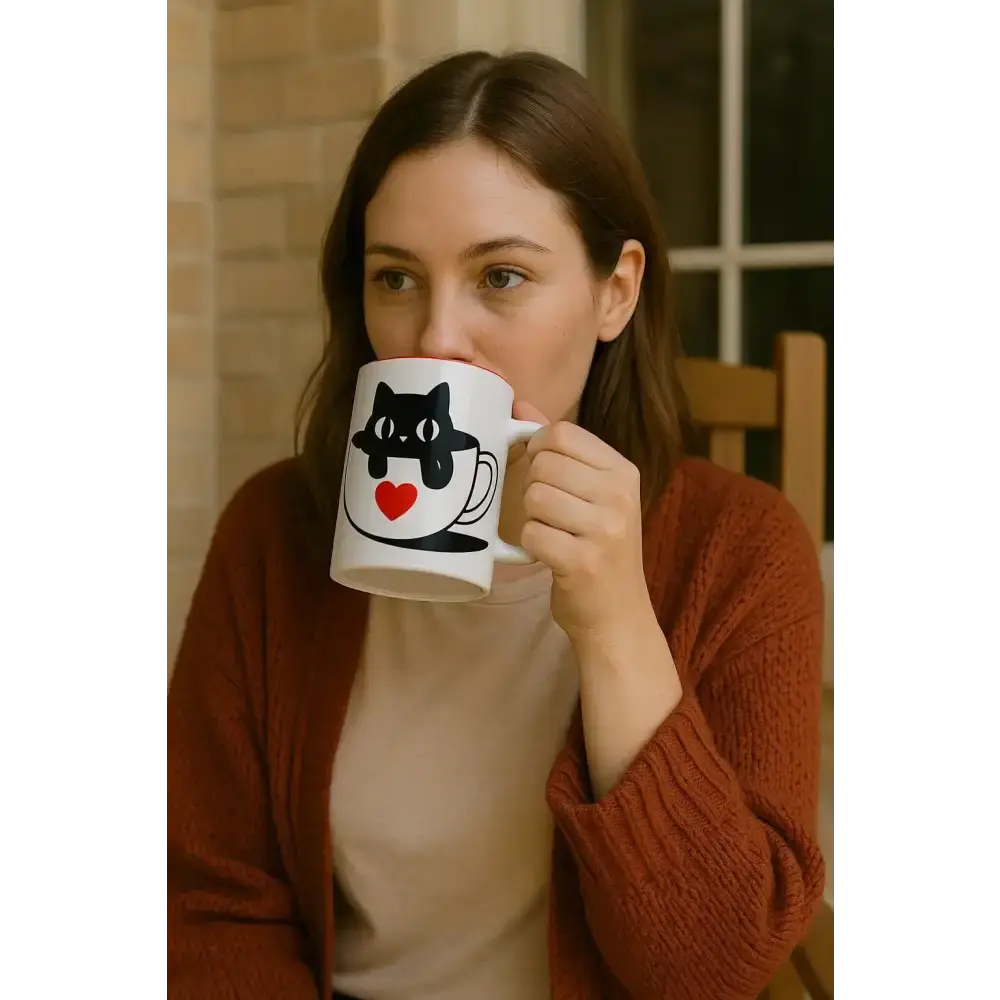 Black Cat Accent Coffee Mug (11, 15oz) - FloofChonk
