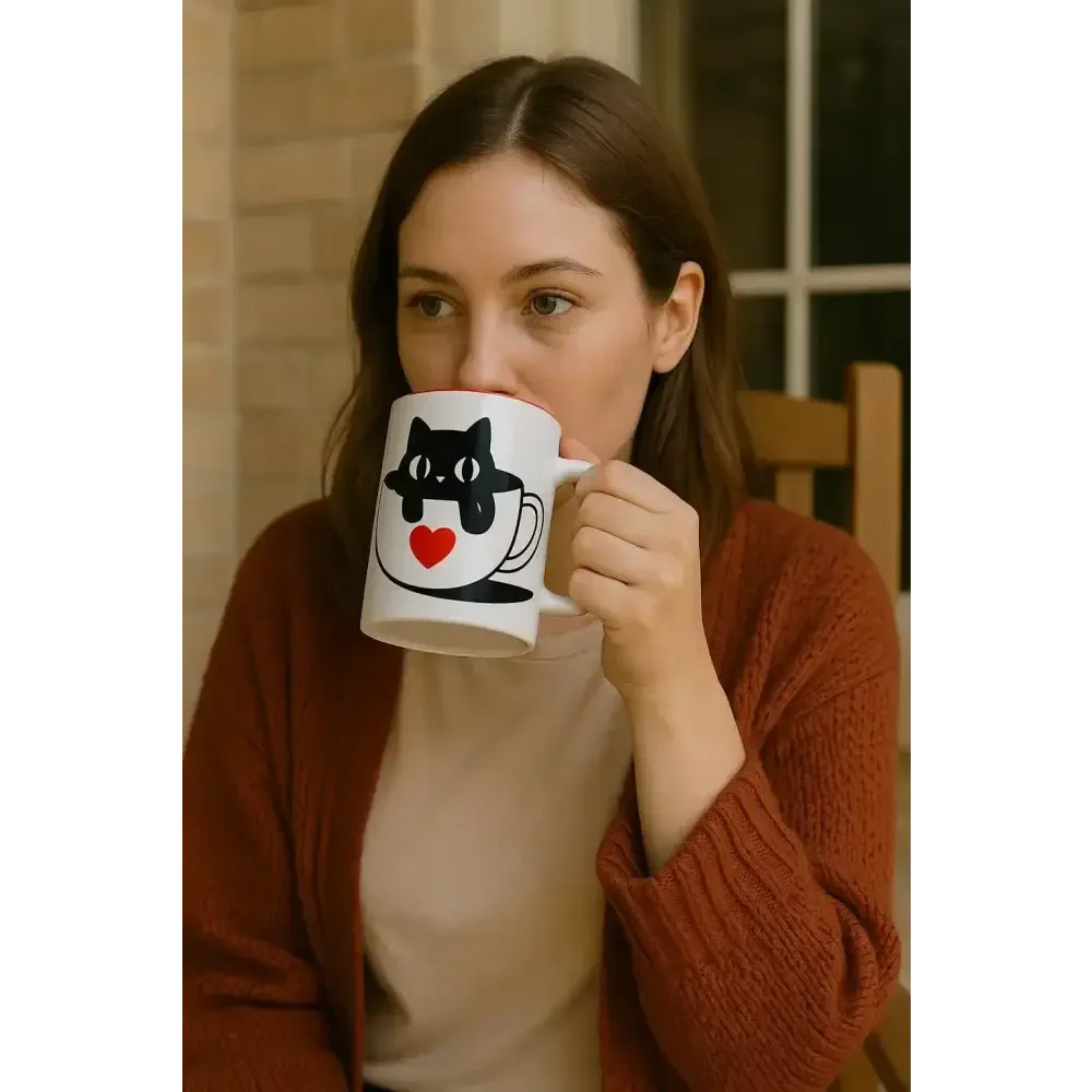 Black Cat Accent Coffee Mug (11, 15oz) - FloofChonk