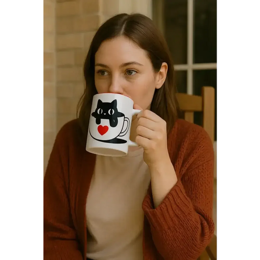 Black Cat Accent Coffee Mug (11, 15oz) - FloofChonk