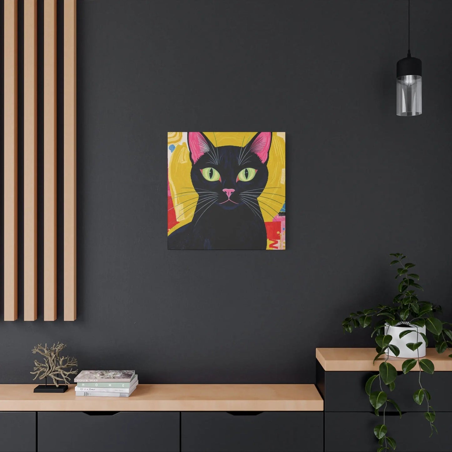 Black Cat Pop Art Matte Canvas Print — Stretched 1.25" - FloofChonk