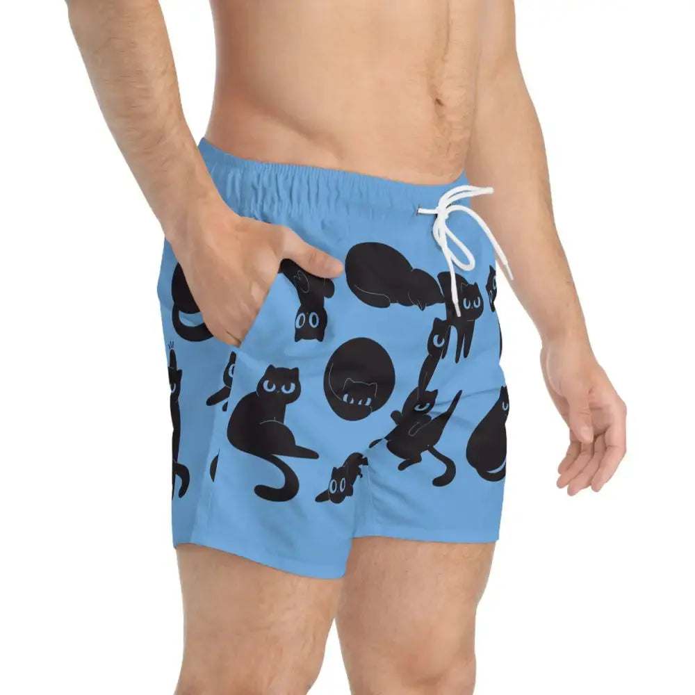 Black Cat Swim Trunks - All Over Prints