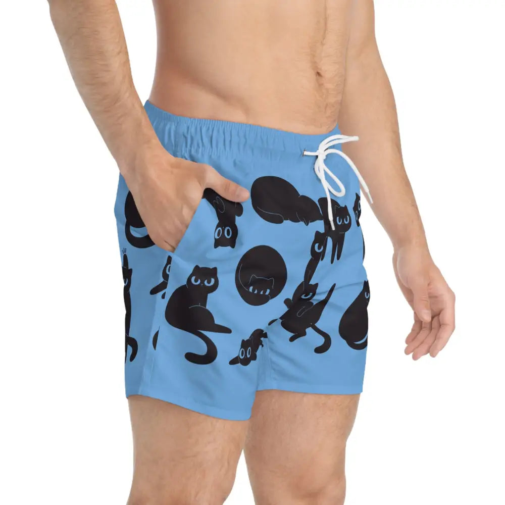 Black Cat Swim Trunks - All Over Prints