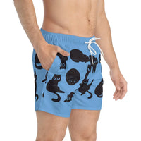 Black Cat Swim Trunks - All Over Prints
