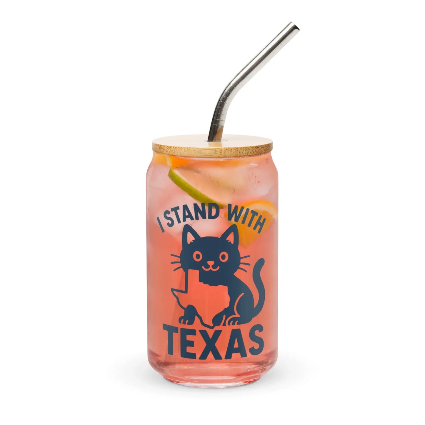 I Stand with Texas Can-shaped Glass - FloofChonk
