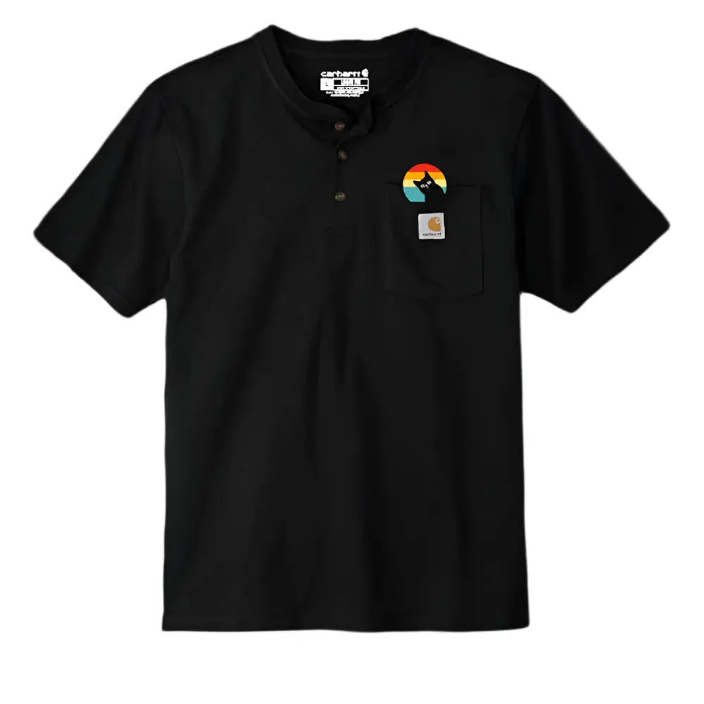 Carhartt® Short Sleeve Henley T-Shirt With Peeking Cat - FloofChonk