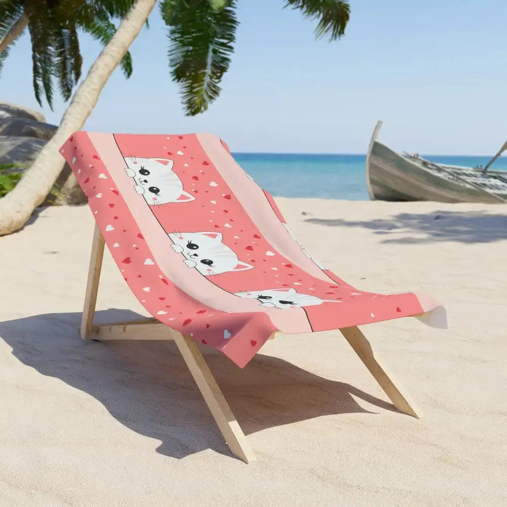 Cat Beach Towel - 30’’ × 60’’ - Home Decor