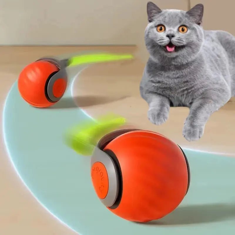 Cat Interactive Ball Toys Automatic Rolling Ball Faux Tail Rechargeable Smart Pet Electric Toy Dog Cat Training Imitate Mouse - FloofChonk