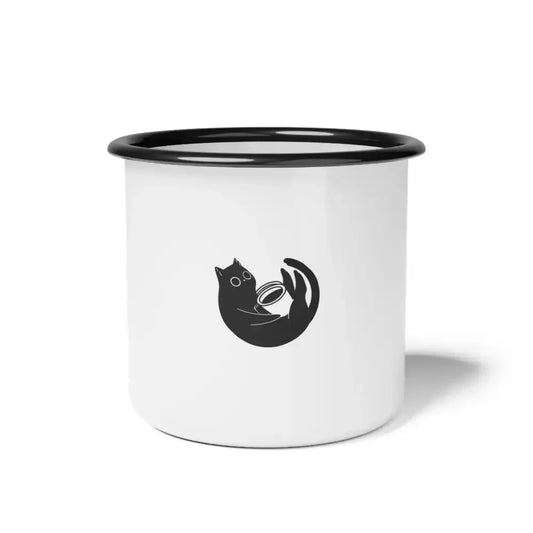 Cat Lover Enamel Camp Cup - Cute Kitty Design for Camping & Home - FloofChonk